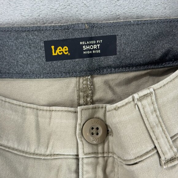 Lee Relaxed Fit Short High Rise Womens Carpenter Utility Hiking Tan Stretch Y2K - Picture 6 of 9